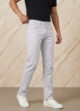 Ecru Cotton Slim Fit Jeans