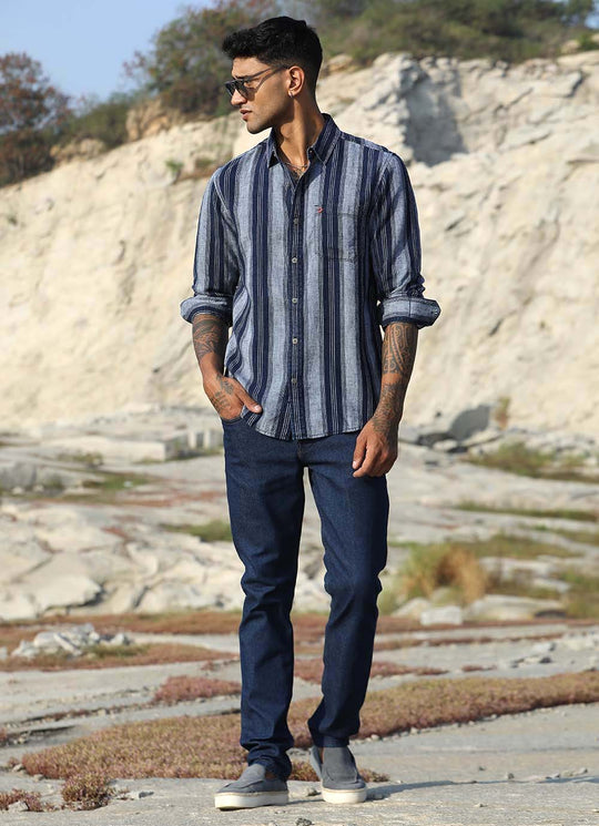 Coastal indigo stripes