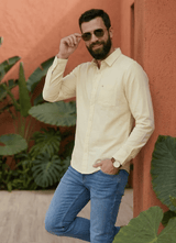 Yellow Cotton Slim Fit Full Sleeve Shirt