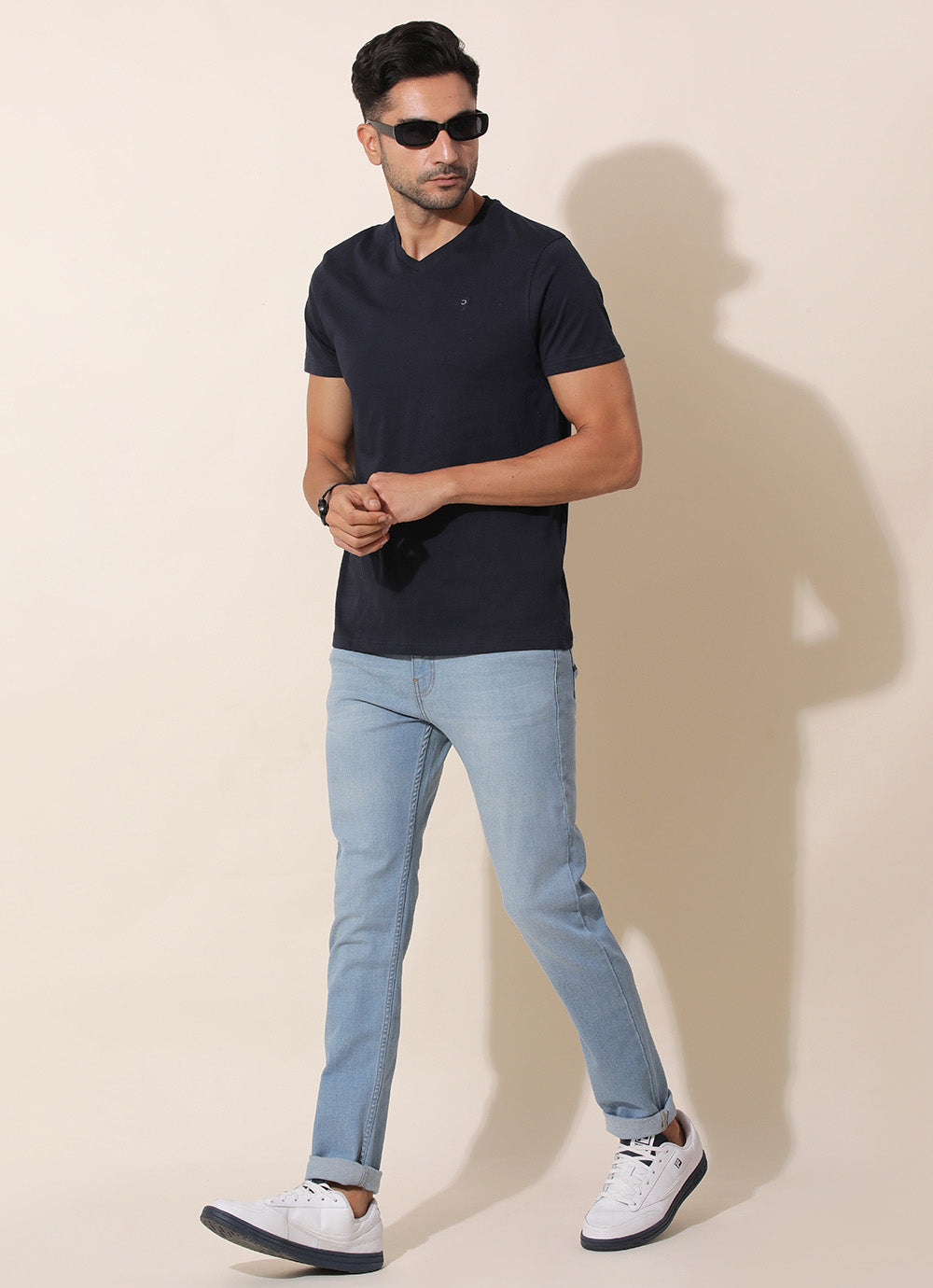 Modish Navy V Neck