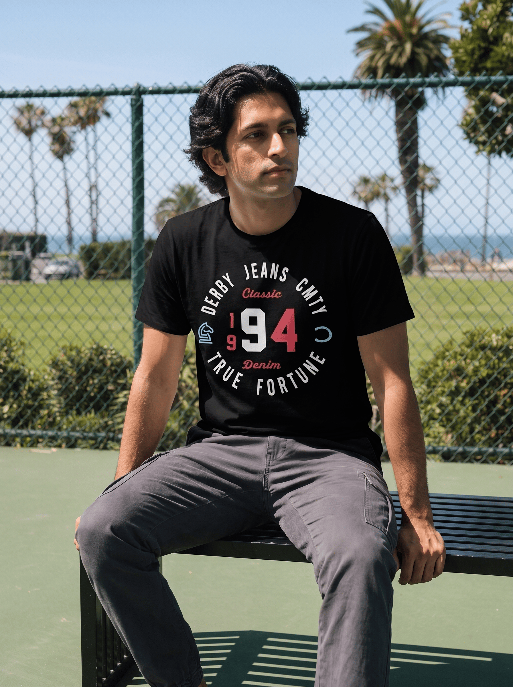 Black 1994 Varsity Print Cotton Regular Fit Tshirt