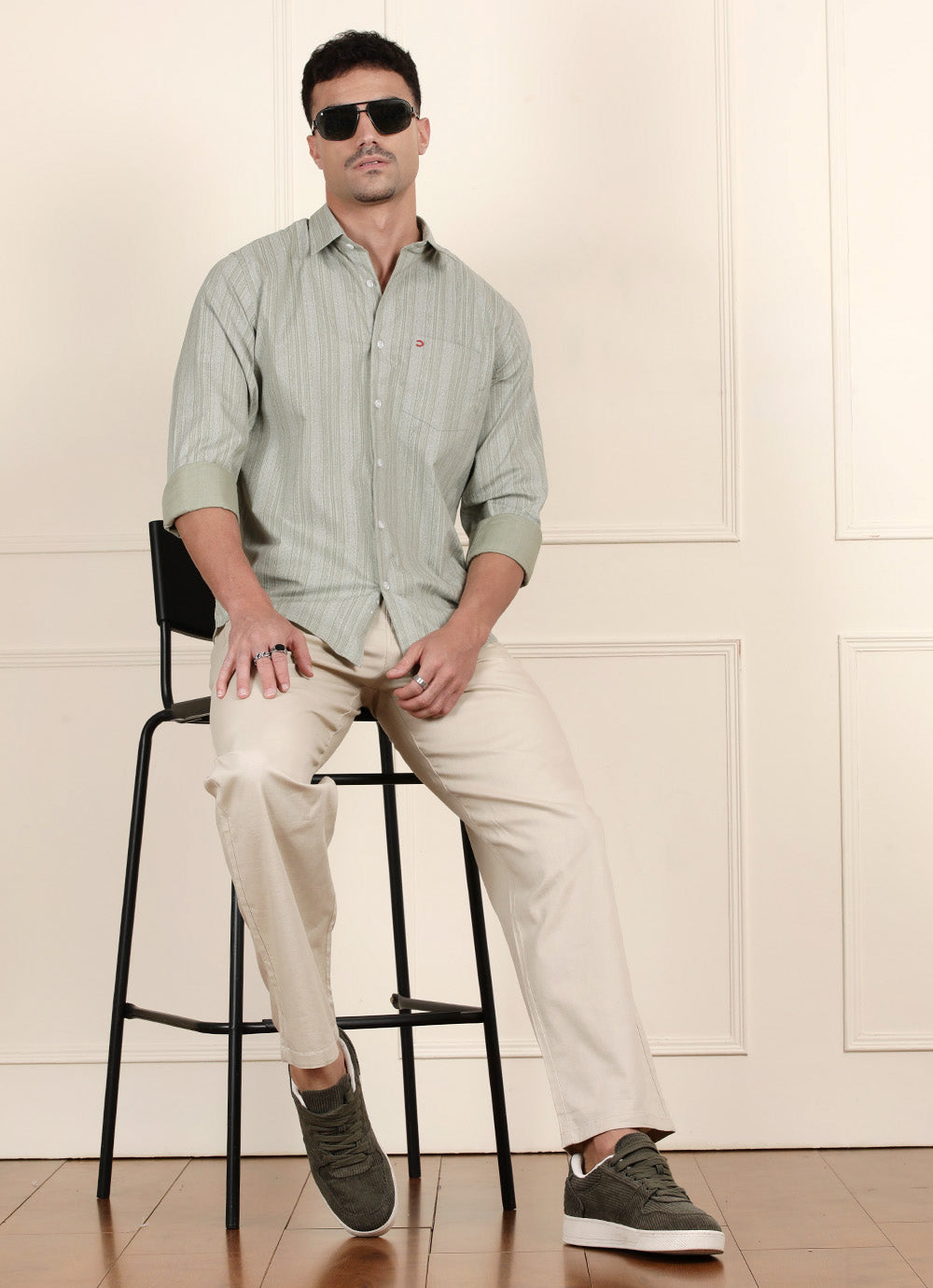 Olive Stripe Printed