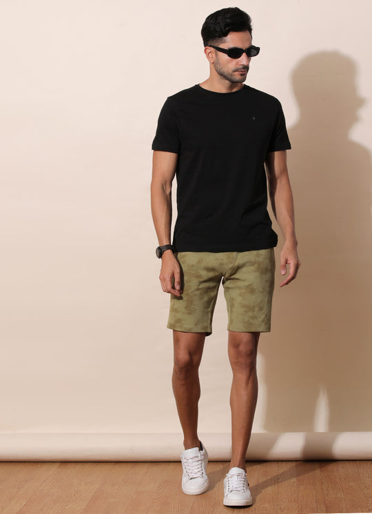 Olive Cotton Shorts with Utility Pocket