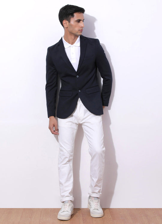 Steller'S Blue - Slim Fit Knitted Blazer