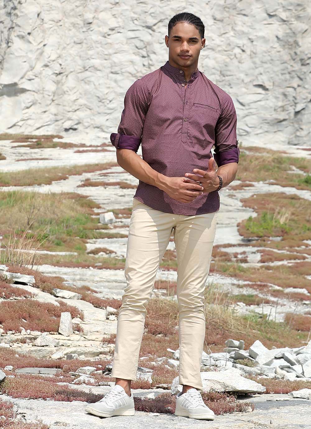 Maroon Shirt Maroon Khaki Pants Mens Buy Maroon Print Cotton Slim