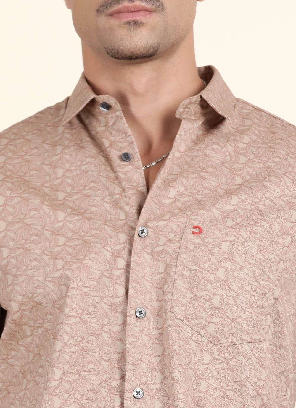 Cream Leaf Printed