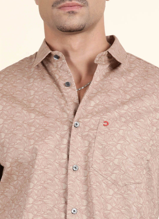 Cream Leaf Printed