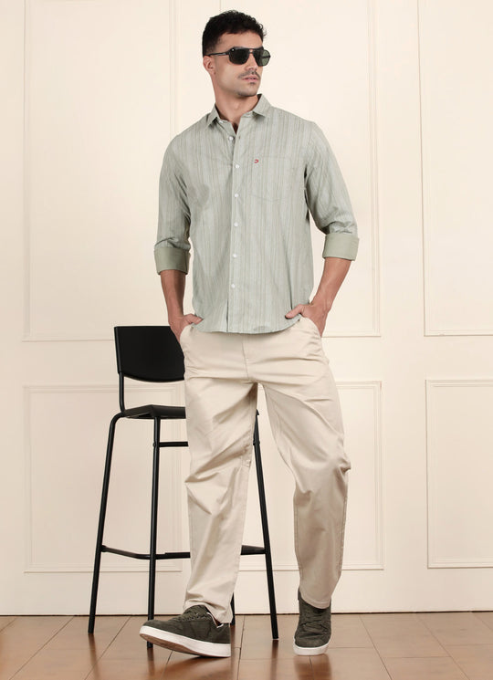 Olive Stripe Printed