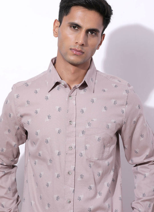 Bud Peach Cotton Printed Shirt