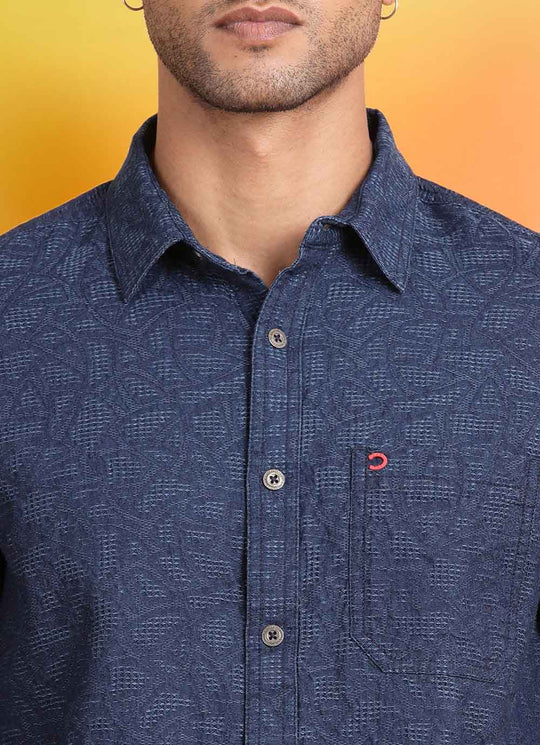 Dark Blue Indigo Printed