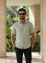 Mint Regular Collar Cotton Slim Fit Half Sleeve Shirt