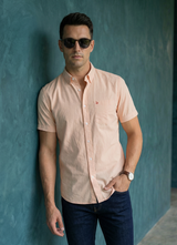 Coral Cotton Cord Slim Fit Half Sleeve Shirt