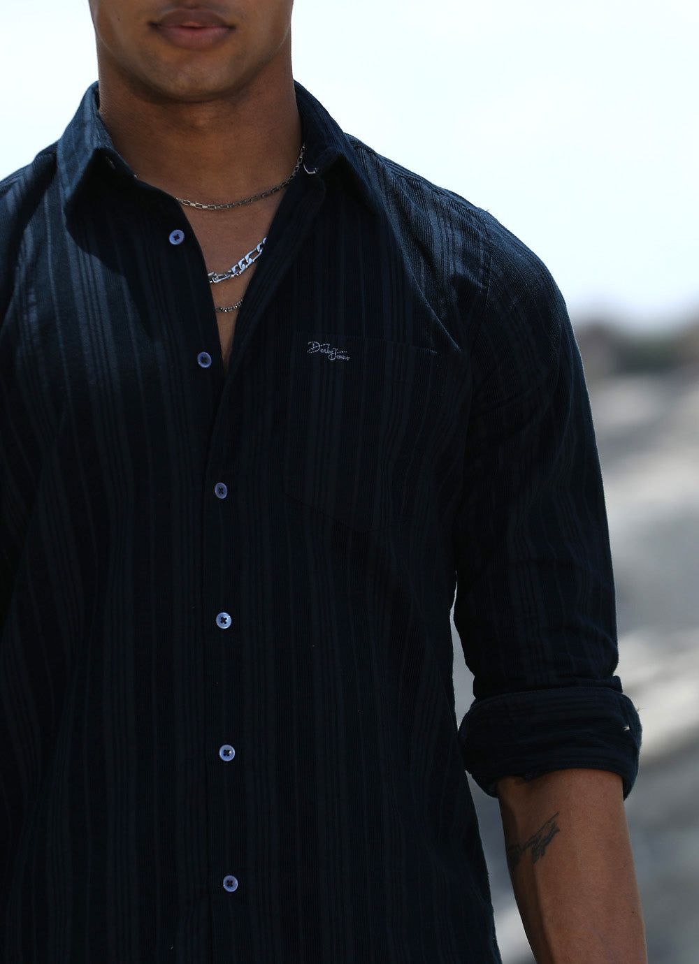 Navy corduroy stripes