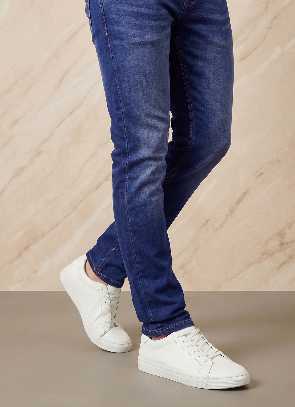 Blue Cotton Slim Fit Jeans