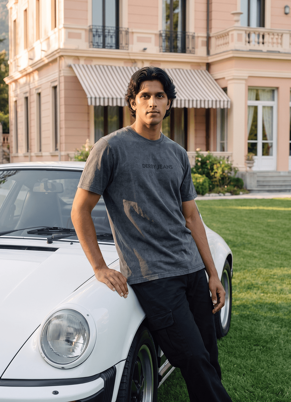 Washed Black Cotton Regular Fit Tshirt