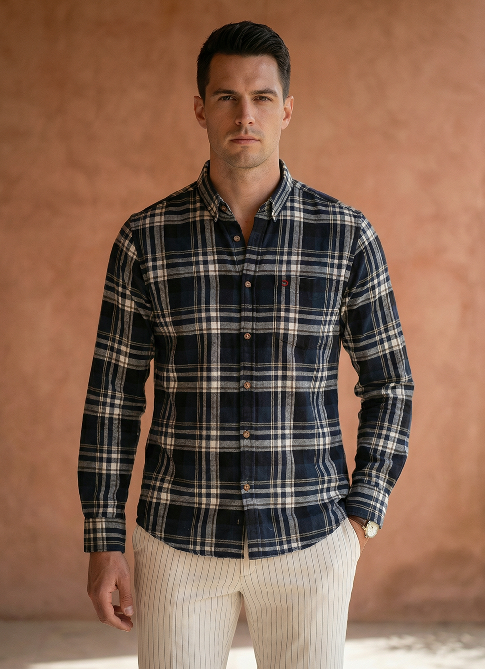Teal Cotton Slim Fit Full Sleeve Shirt