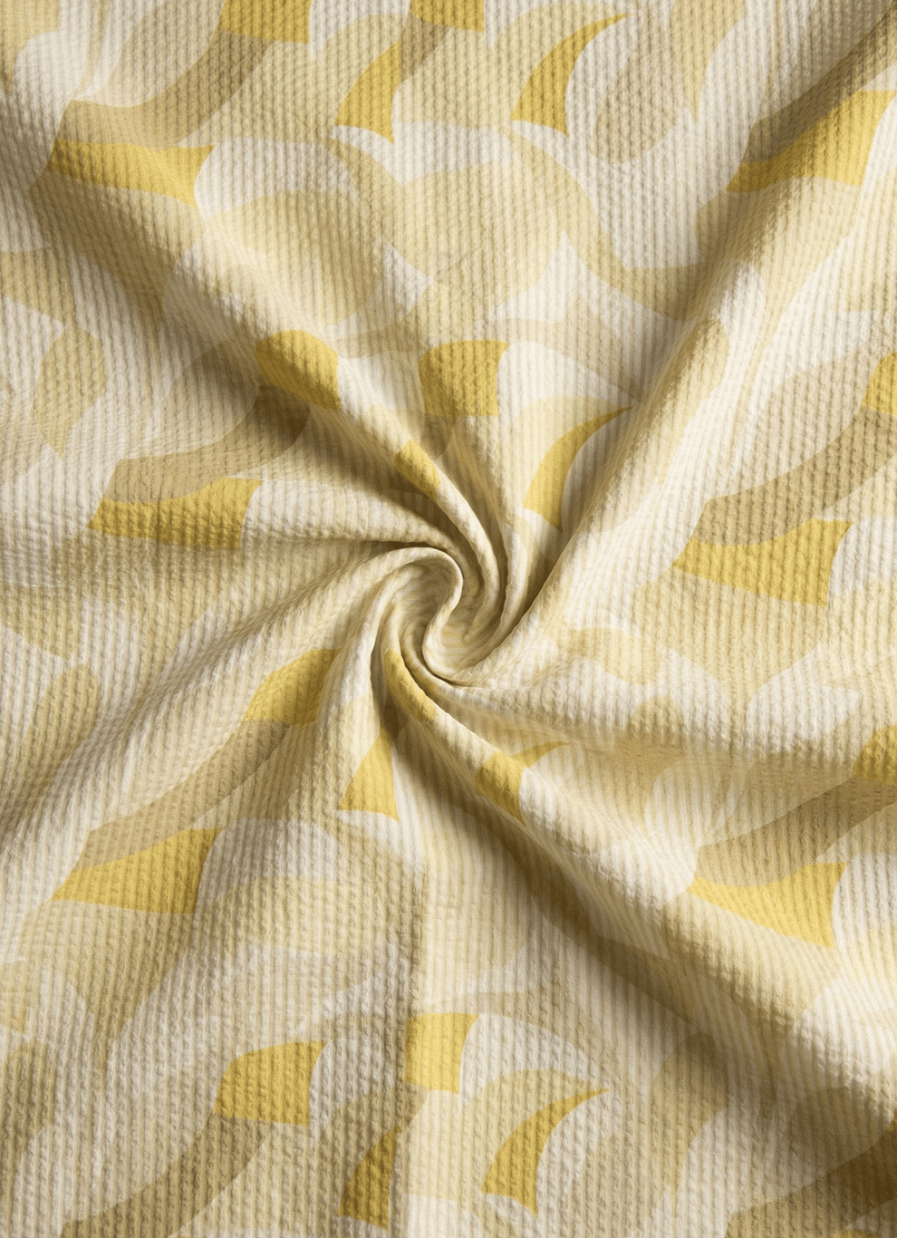 Yellow Seersucker Print Cotton Slim Fit Half Sleeve Shirt