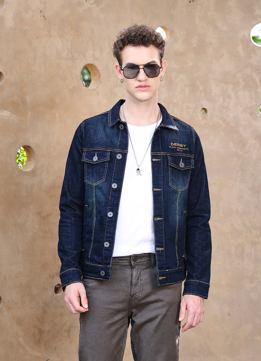 Indigo Washed Denim Slim Fit Jacket