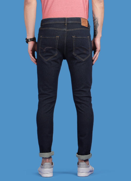 Tinted Yellow Slim Fit Knitted Denim Jeans