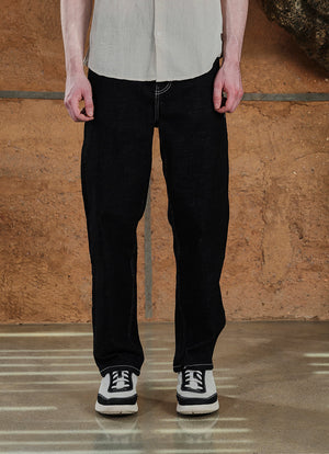 Black Rinse Cross Hatch Loose fit Jeans