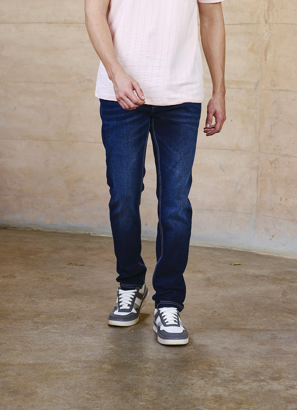 Mid Blue Faded Twill Slim Fit Jeans