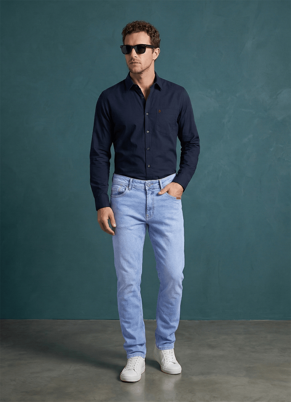 Blue Cotton Relaxed Fit Jeans