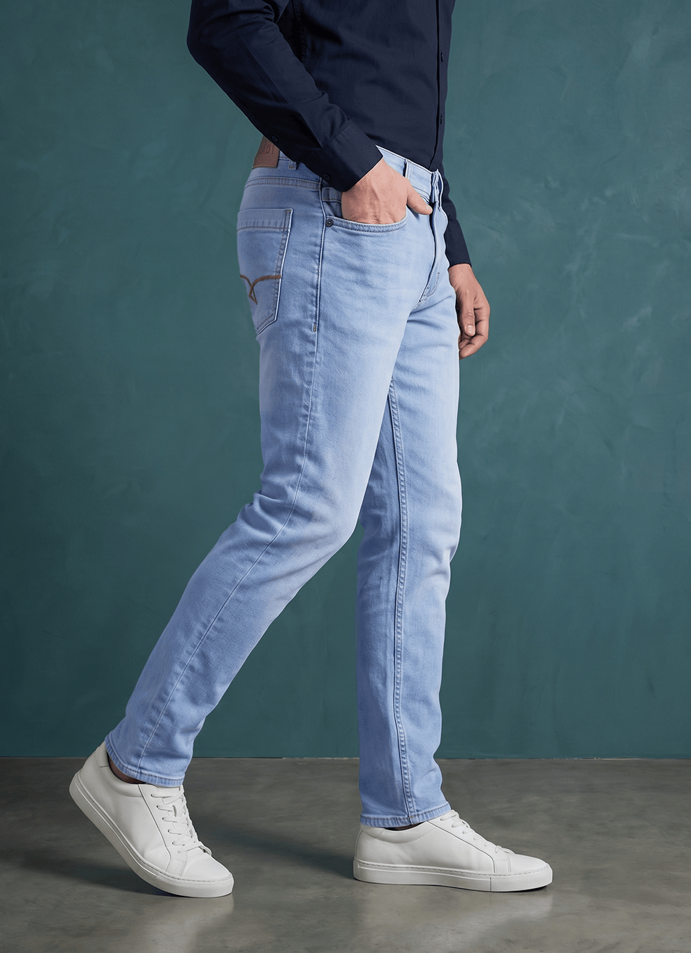 Blue Cotton Relaxed Fit Jeans