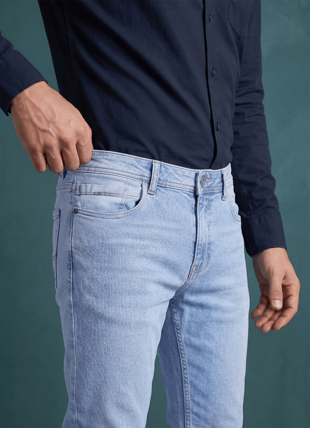 Blue Cotton Relaxed Fit Jeans