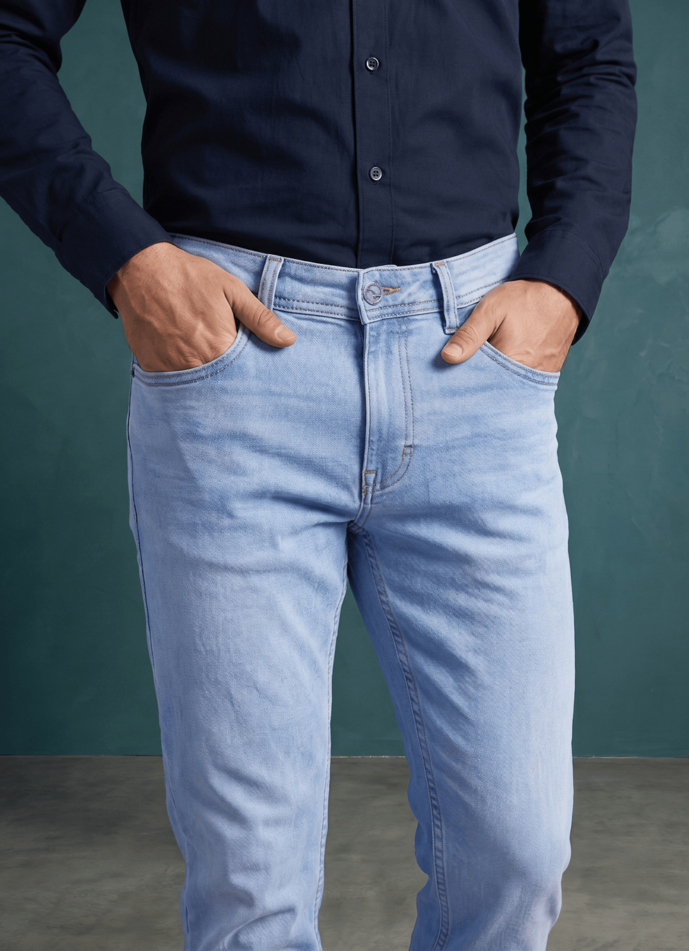 Blue Cotton Relaxed Fit Jeans