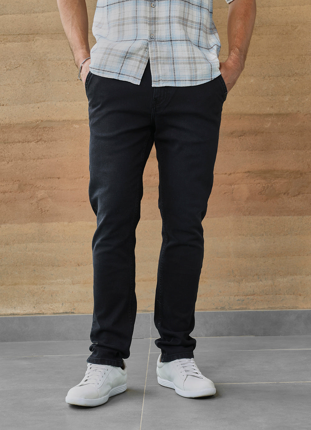 Black Faded Twill Slim Fit Jeans