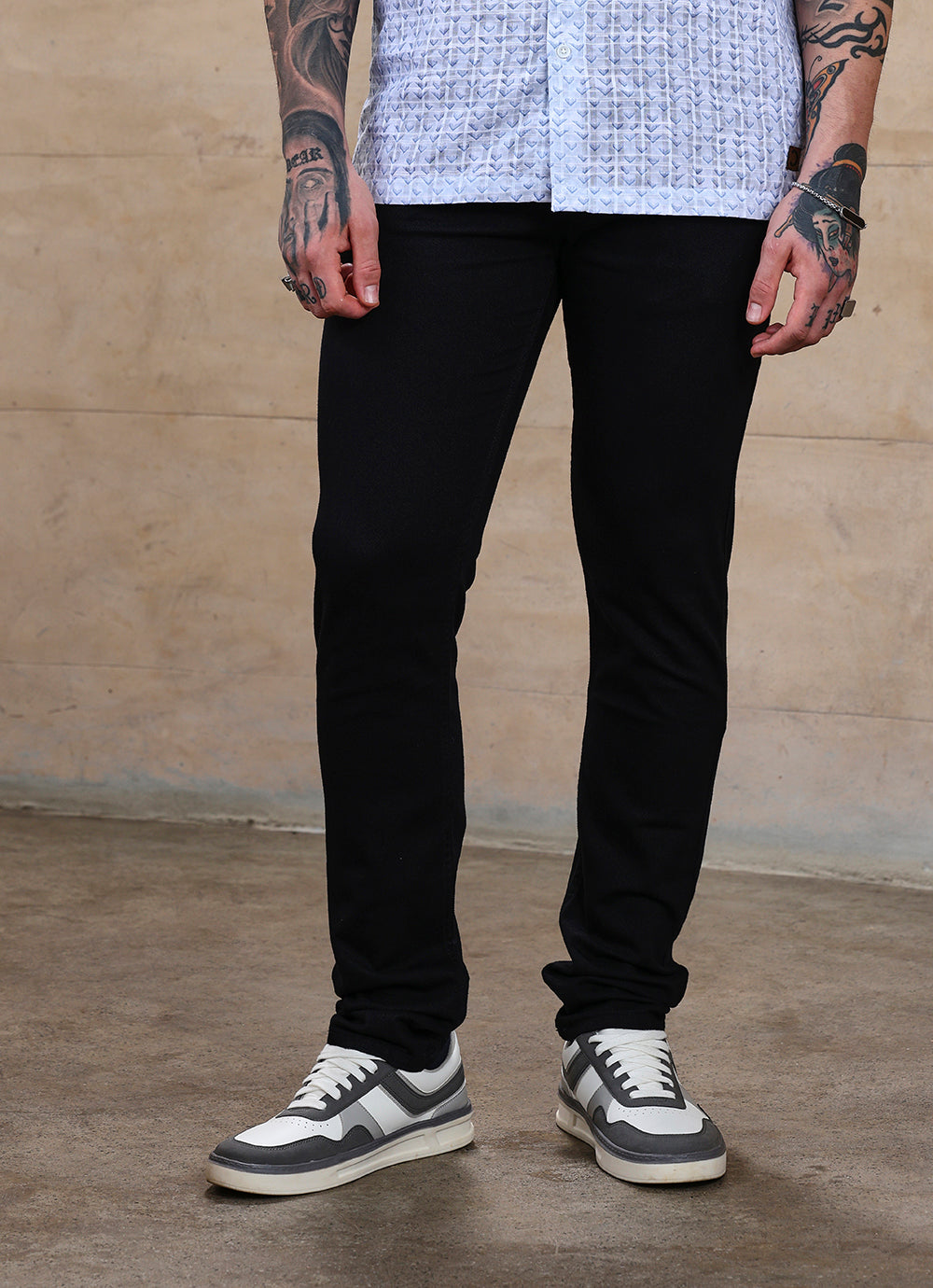Black Faded Twill Slim Fit Jeans