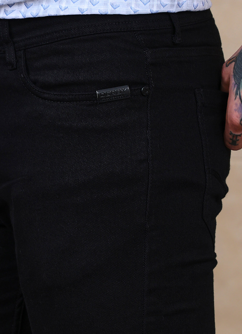 Black Faded Twill Slim Fit Jeans