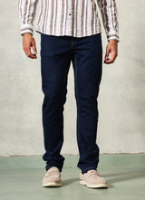 Dark Blue Faded Twill Slim Fit Jeans