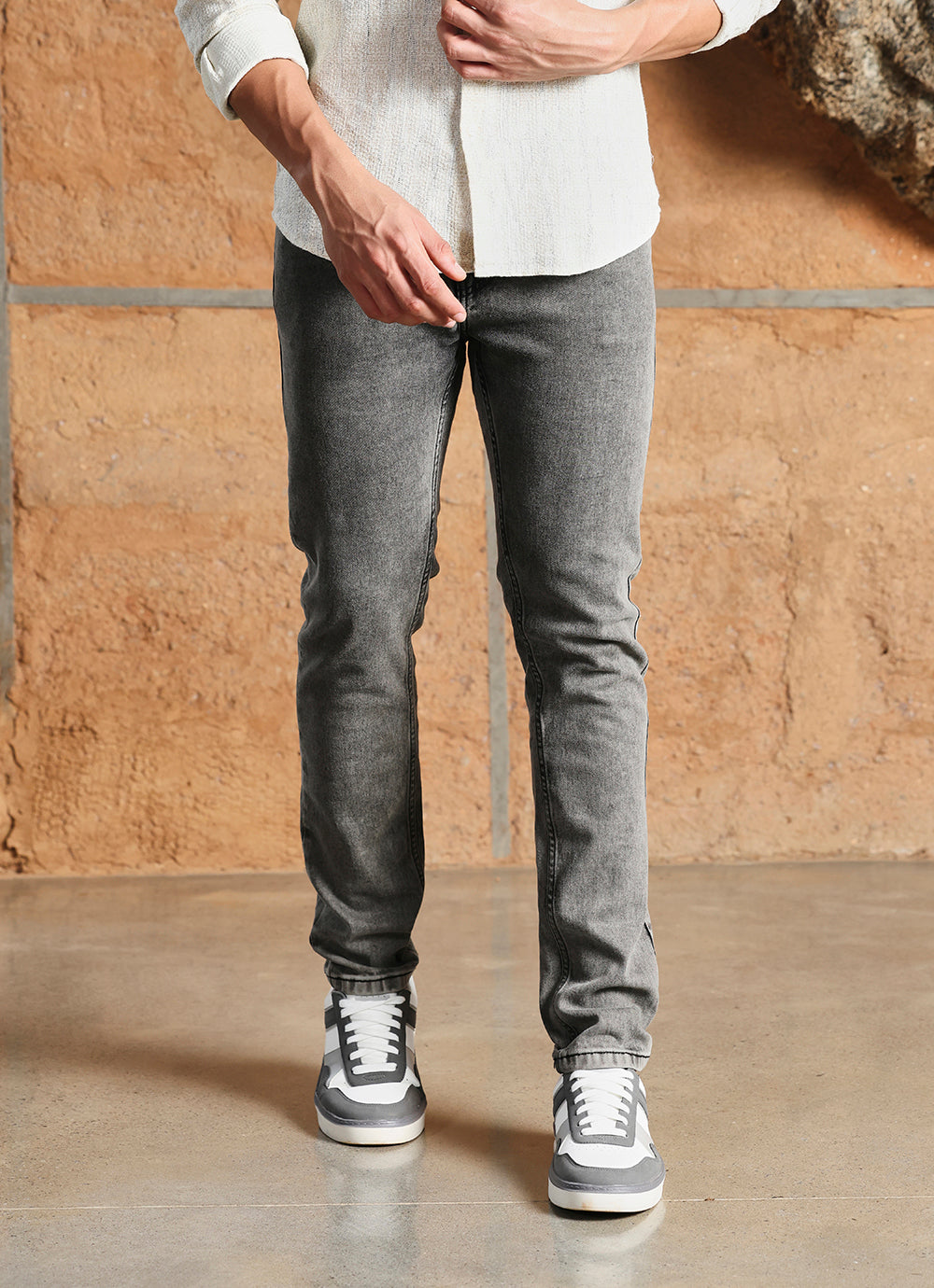 Light Grey Faded Twill Slim Fit Jeans