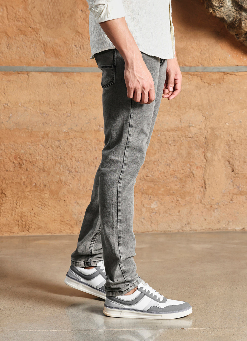 Light Grey Faded Twill Slim Fit Jeans