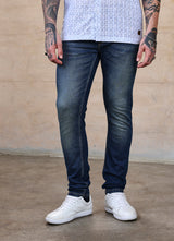 Mid Blue Faded Twill Slim Fit Jeans