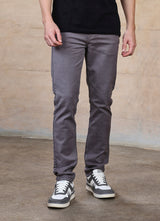 Light Grey Solid Knitted Slim Fit Jeans