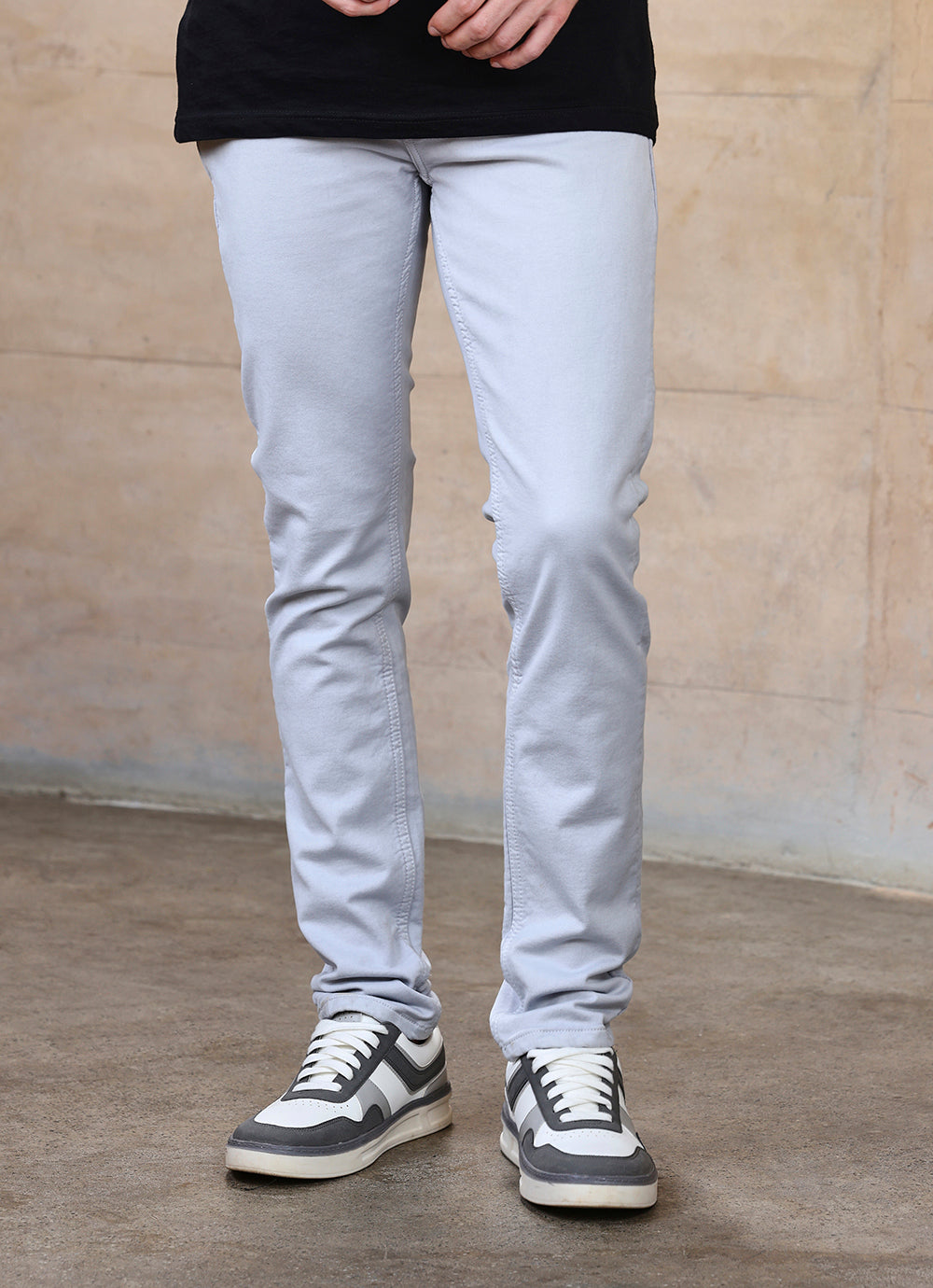 Steel Solid Knitted Slim Fit Jeans
