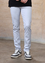 Steel Solid Knitted Slim Fit Jeans