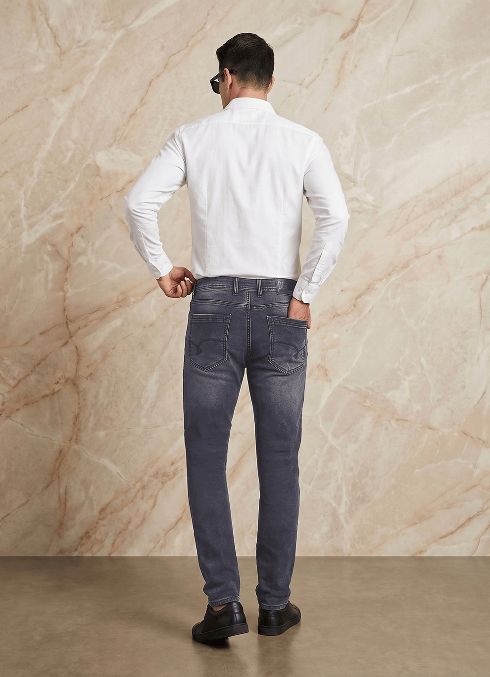 Black Cotton Slim Fit Jeans