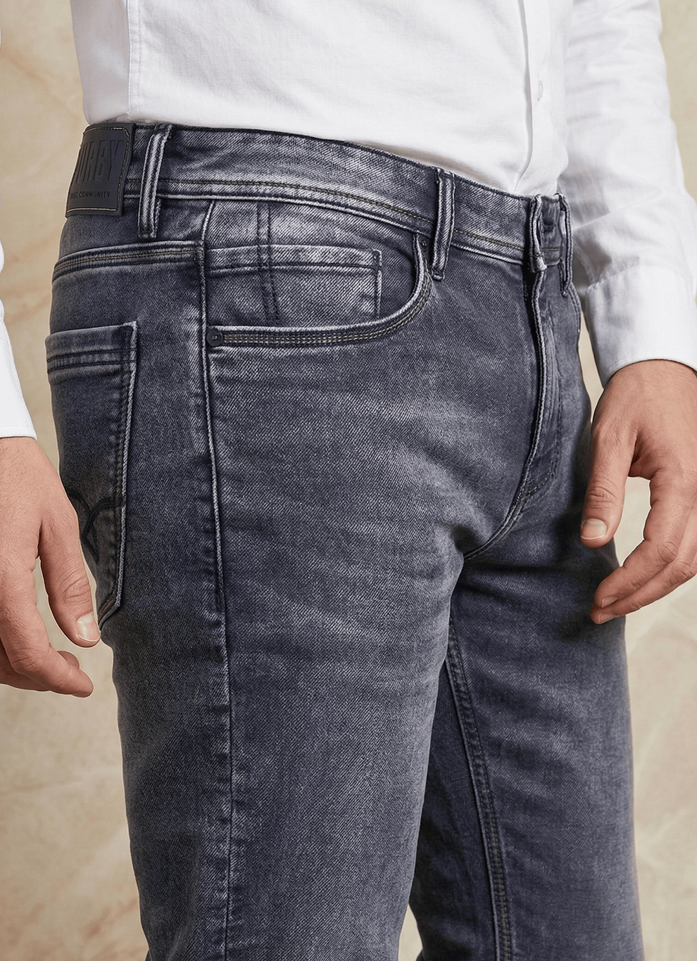 Black Cotton Slim Fit Jeans