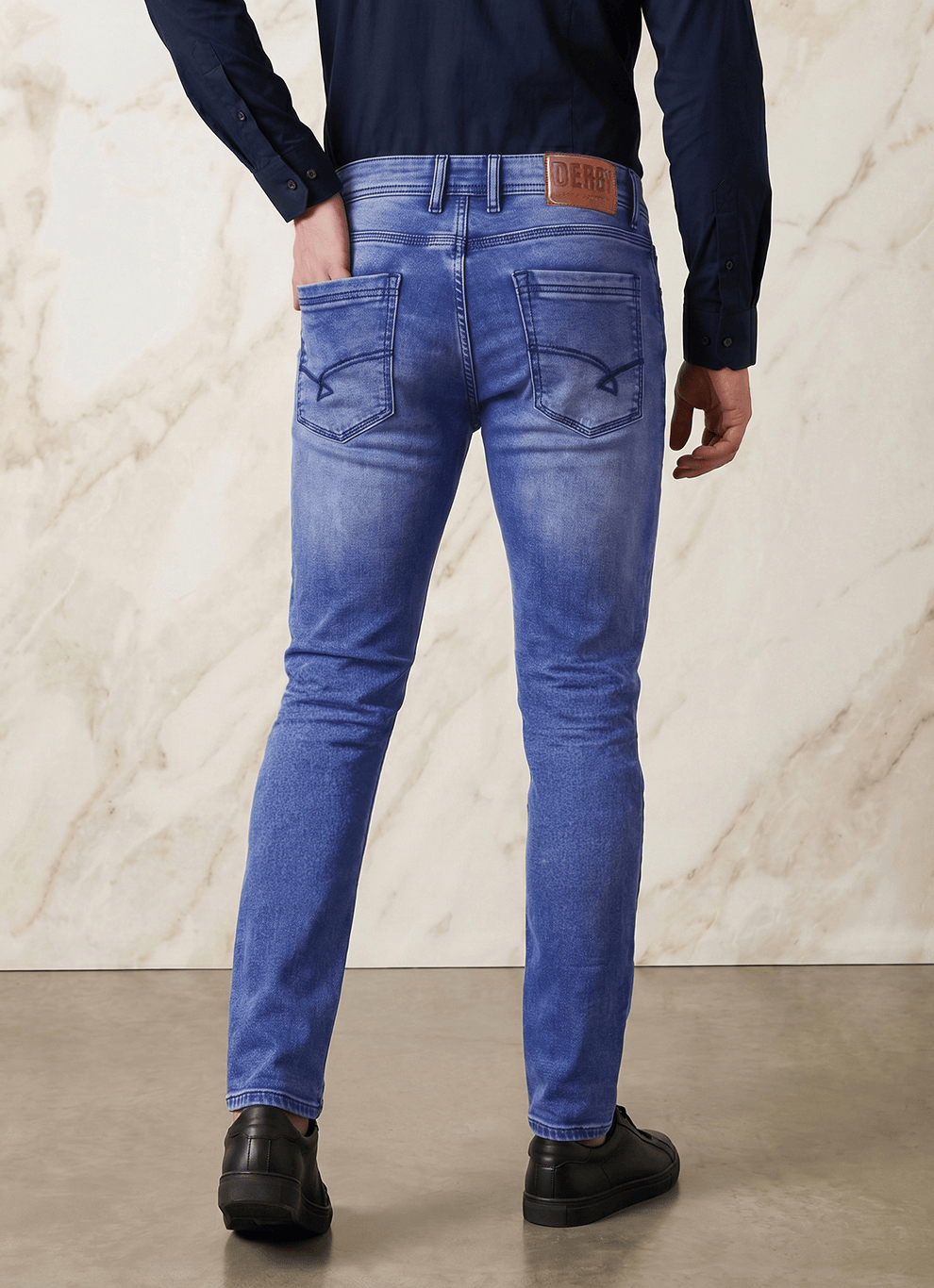 Blue Cotton Slim Fit Jeans