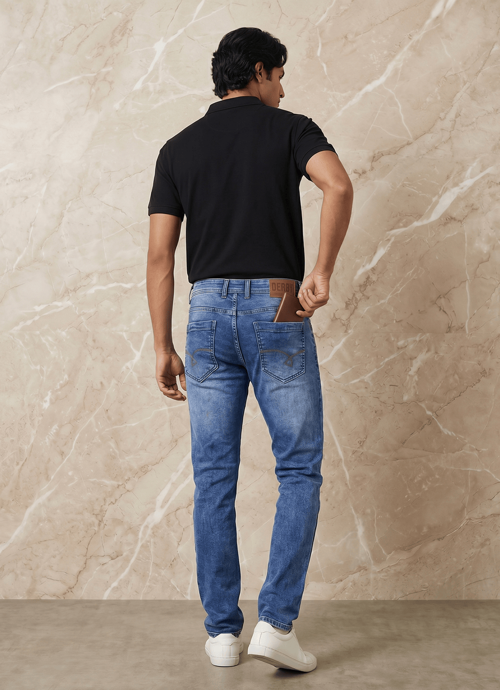 Blue Cotton Slim Fit Jeans