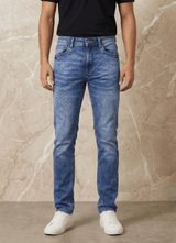 Light Blue Cotton Slim Fit Jeans