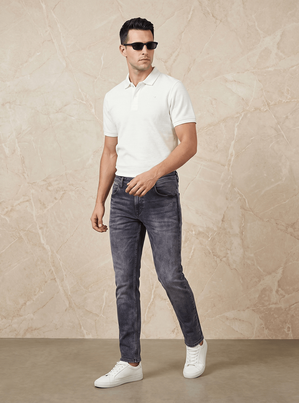 Black Cotton Slim Fit Jeans