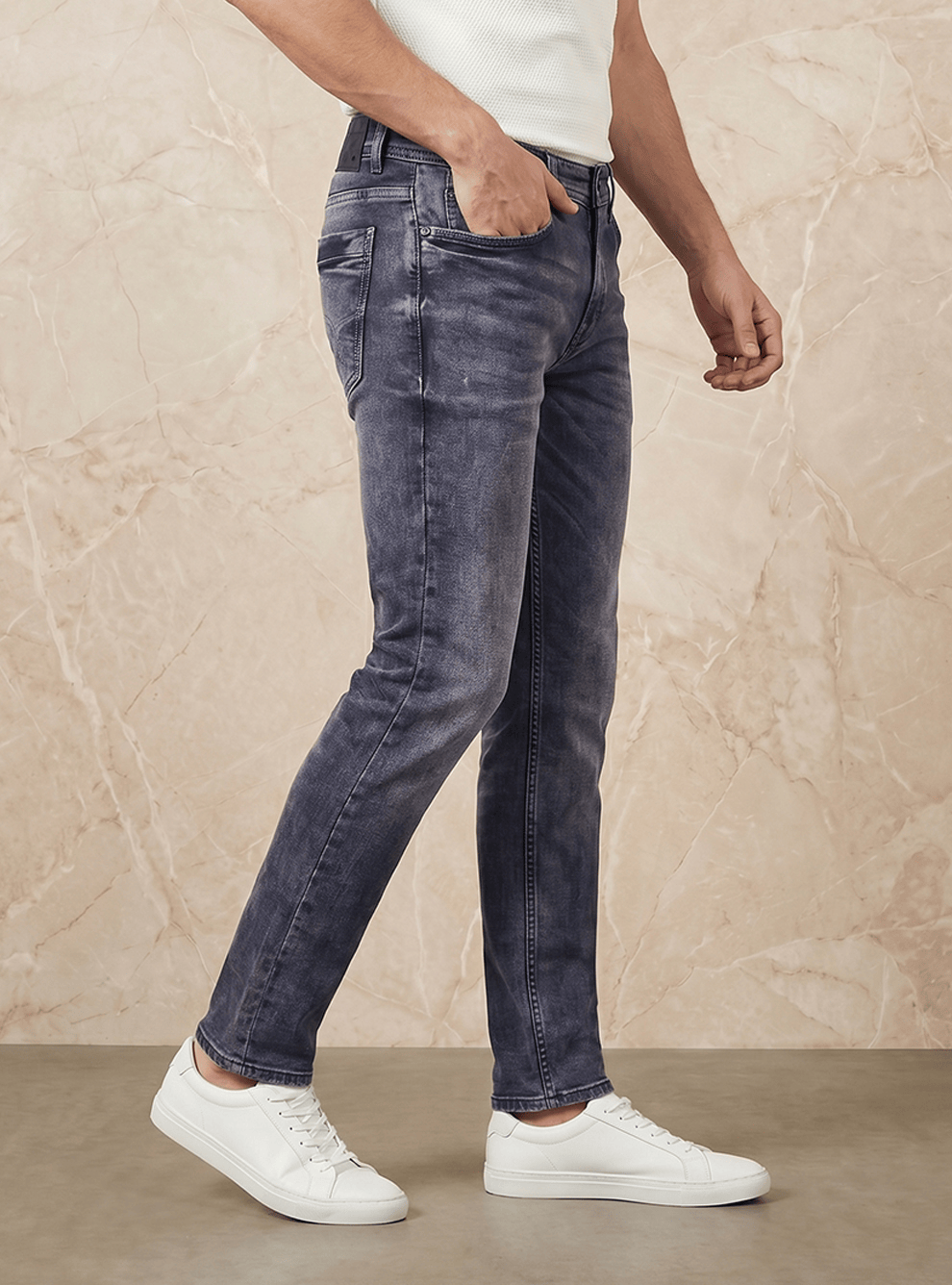 Black Cotton Slim Fit Jeans