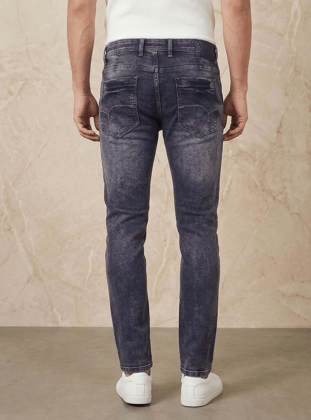 Black Cotton Slim Fit Jeans