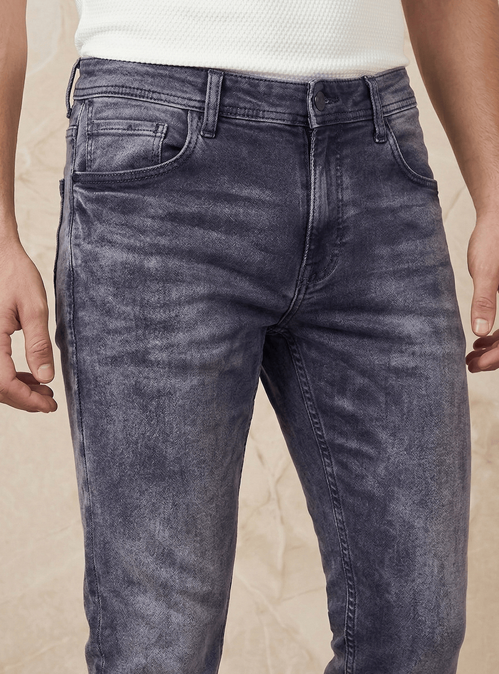 Black Cotton Slim Fit Jeans