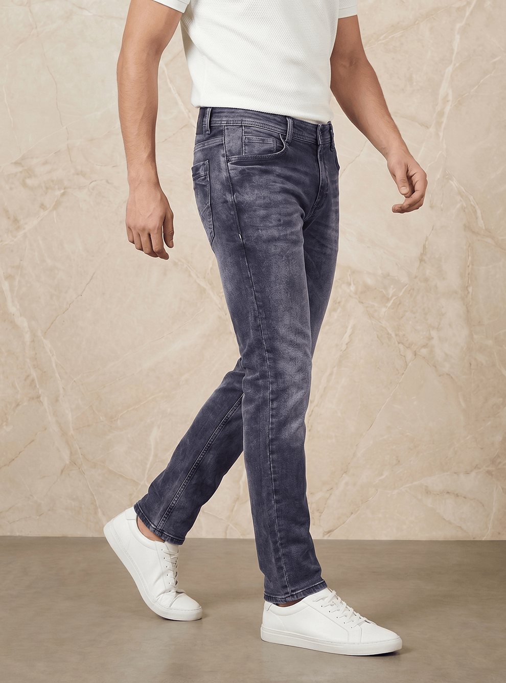 Black Cotton Slim Fit Jeans