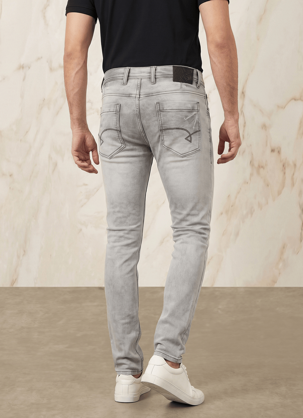 Black Cotton Slim Fit Jeans